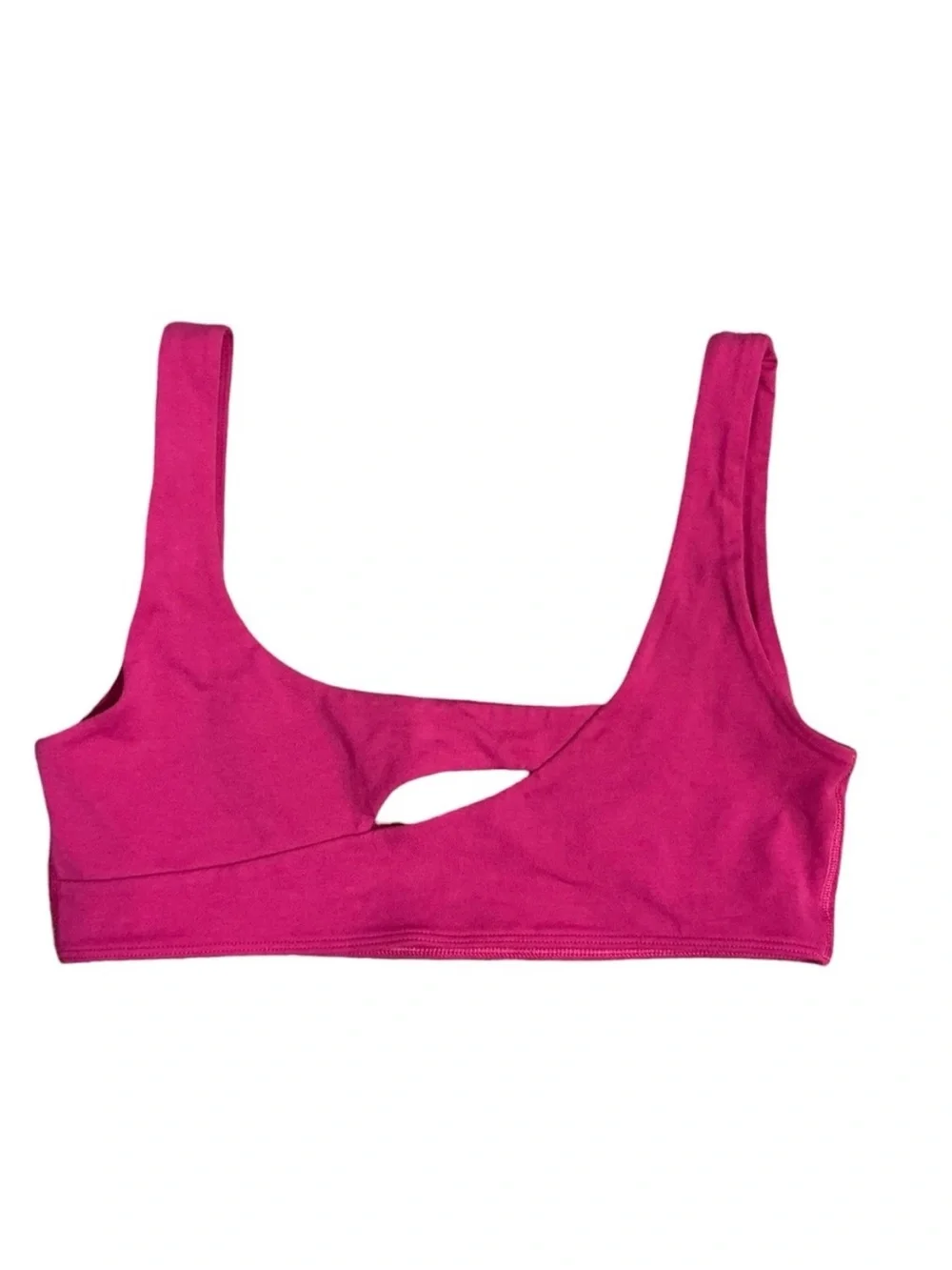 Lyrebird Cotton Cloud Asymmetrical Cutout Bralette in Hot Pink Size Large